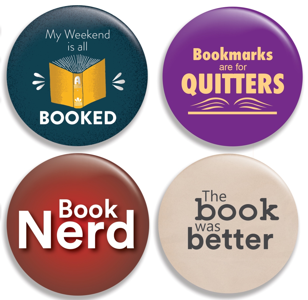 New funny book/reading buttons are now being shipped across north america